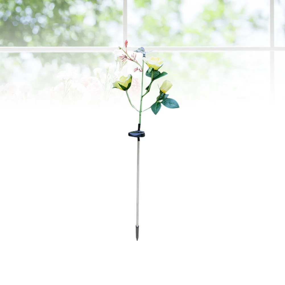 

Walkway Lawn Lamp Outdoor Solar Lights LED Flower Roses Decorations Yellow Flowers