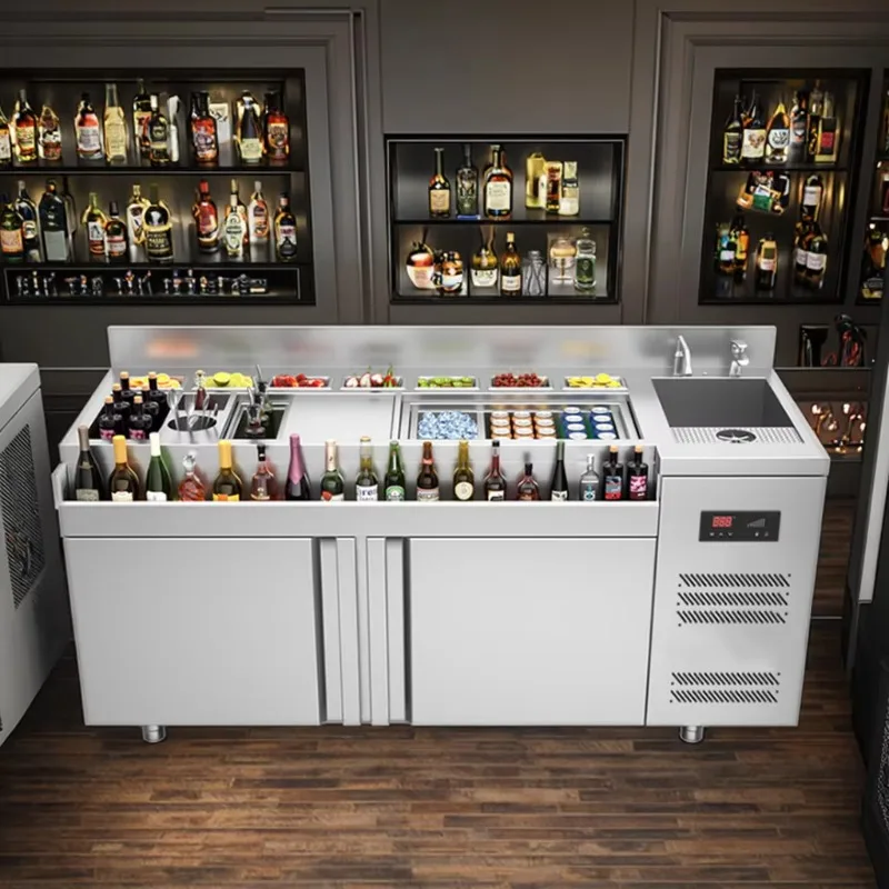 Customized Commercial Cocktail Bar Station Hotel Restaurant Stainless Steel Demountable Modular Bartender Counter