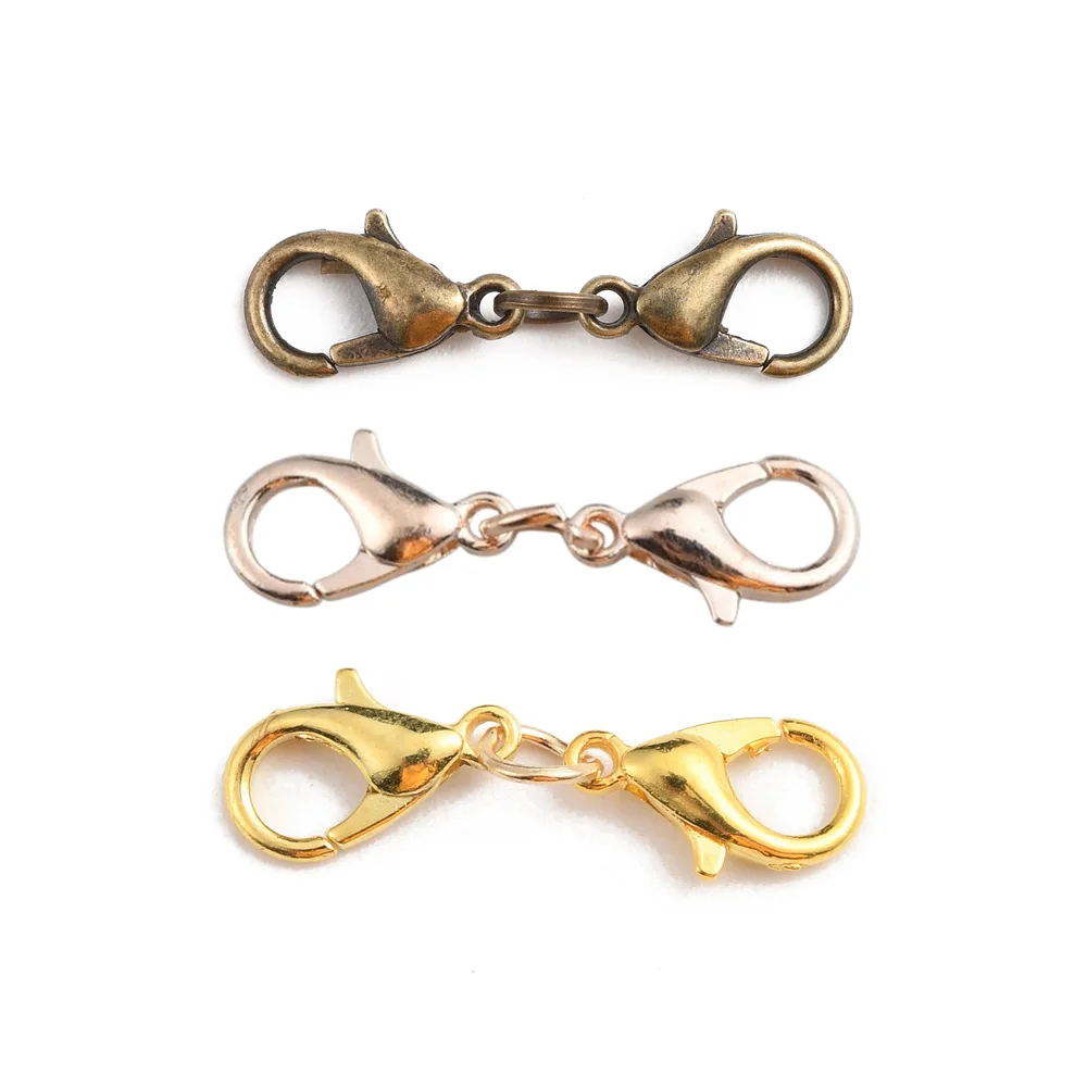 

5pcs Zinc Alloy Double Lobster Claw Clasps Antique Bronze Color Connector End Findings DIY Jewelry Making Accessories 26x7.5x3mm