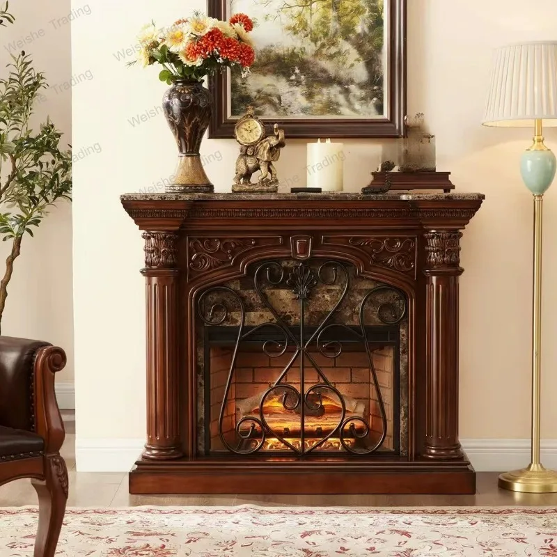 

Living room simulation flame solid wood fireplace TV cabinet electronic heater fireplace rack