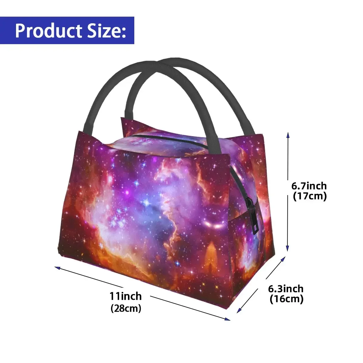 Galaxy Outer Space Lunch Bag For Unisex Flaming Star Nebula Lunch Box Fashion Office Cooler Bag Zipper Oxford Thermal Lunch Bags