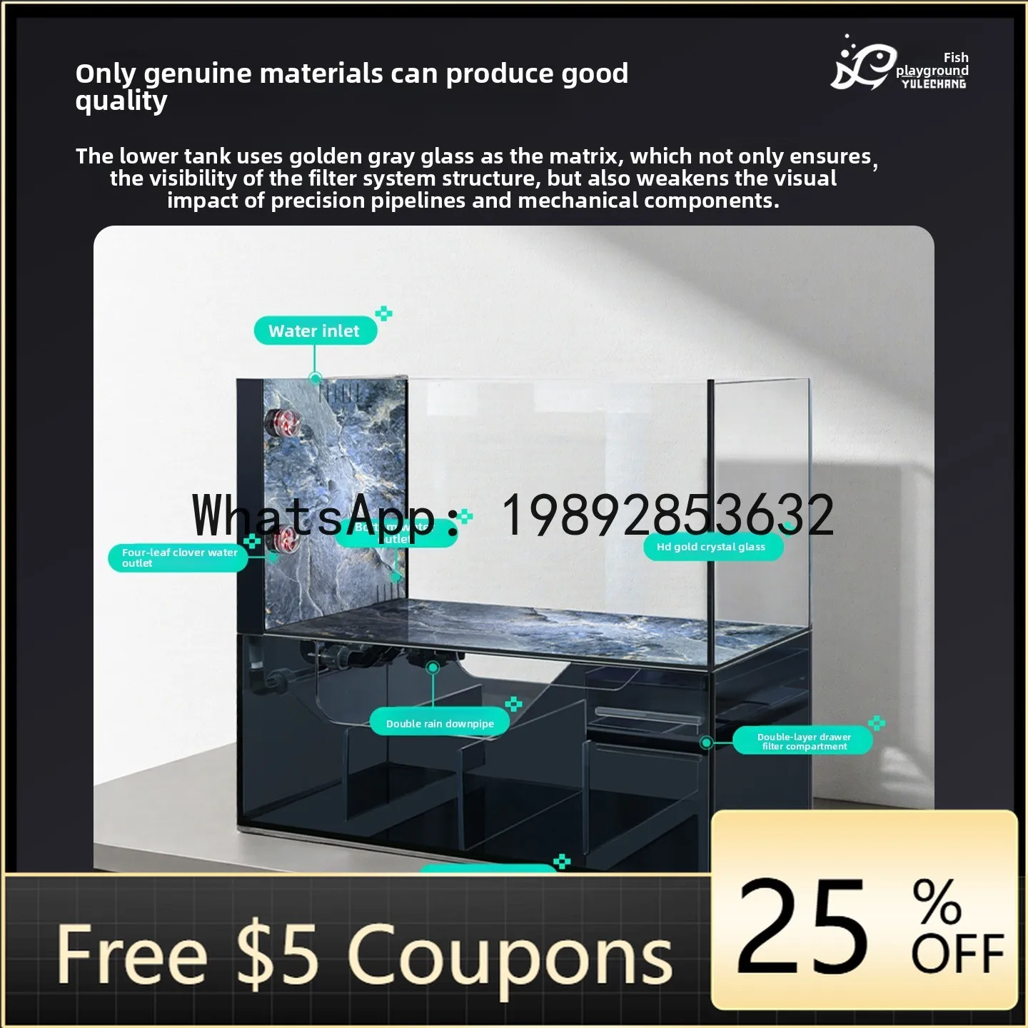 

Z4 Bottom Filter Fish Tank Living Room Ultra Clear Glass Stream Tank Ecological Landscaping No Water Change Needed Aquarium