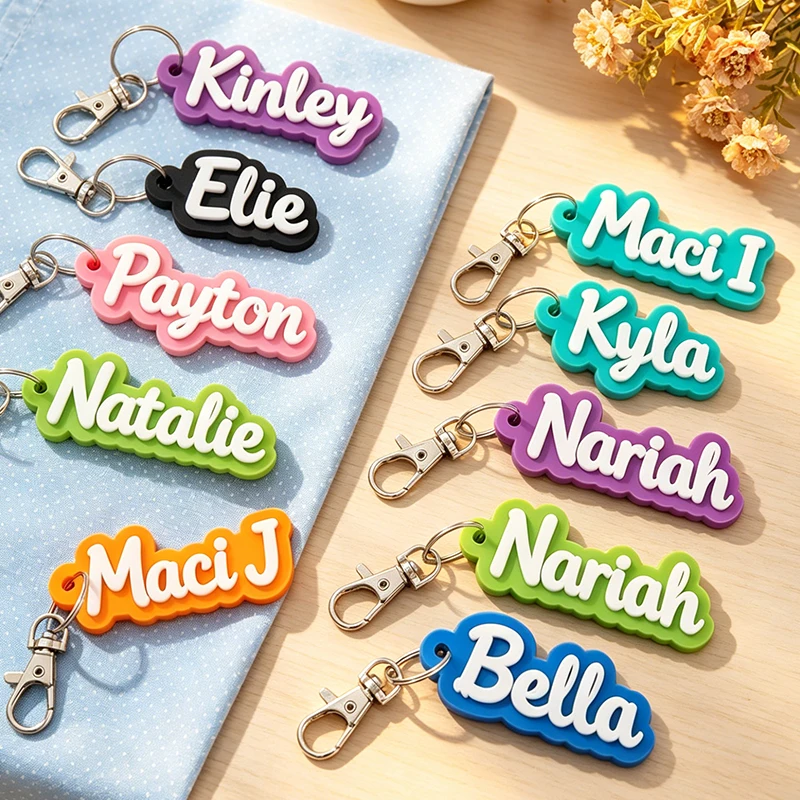 Custom Name Acrylic Keychain Personalized Letter Key Ring for Bag Pendant Customizable Text Key Holder Kids School Bag Charm