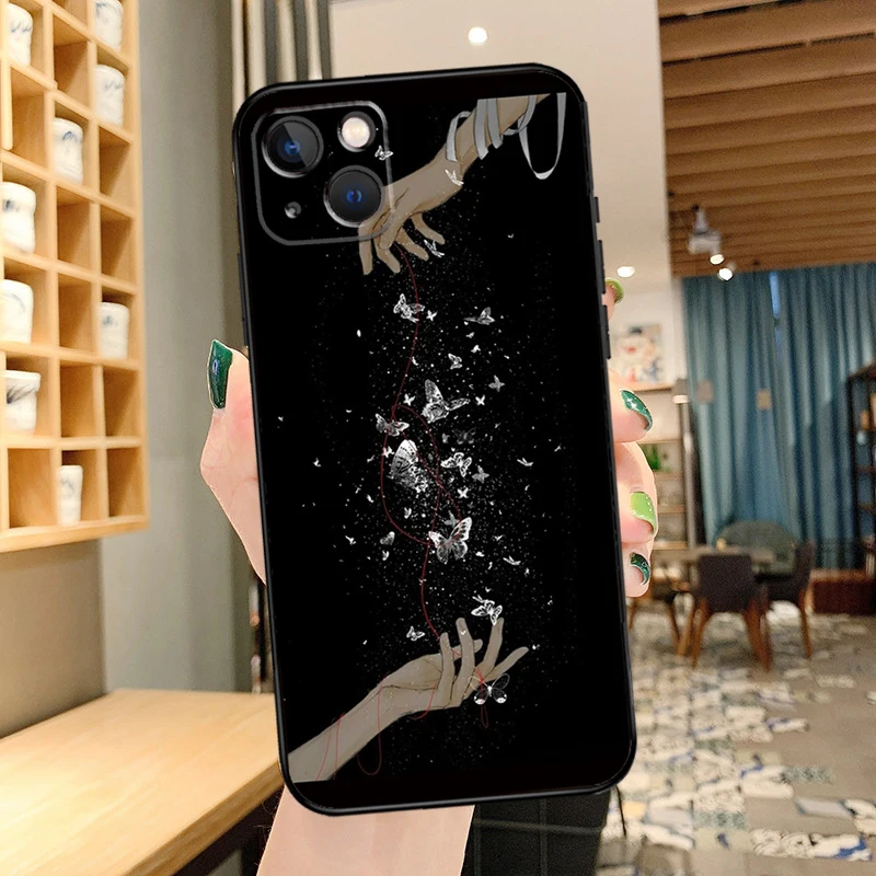 حافظة هاتف مو داو زو شي لهاتف آيفون ، 11 ، 12 ، 13 ، 14 ، 15 برو ماكس ، غطاء خلفي صغير لهاتف آيفون XR ، X ، XS Max ، 7 ، 8 Plus