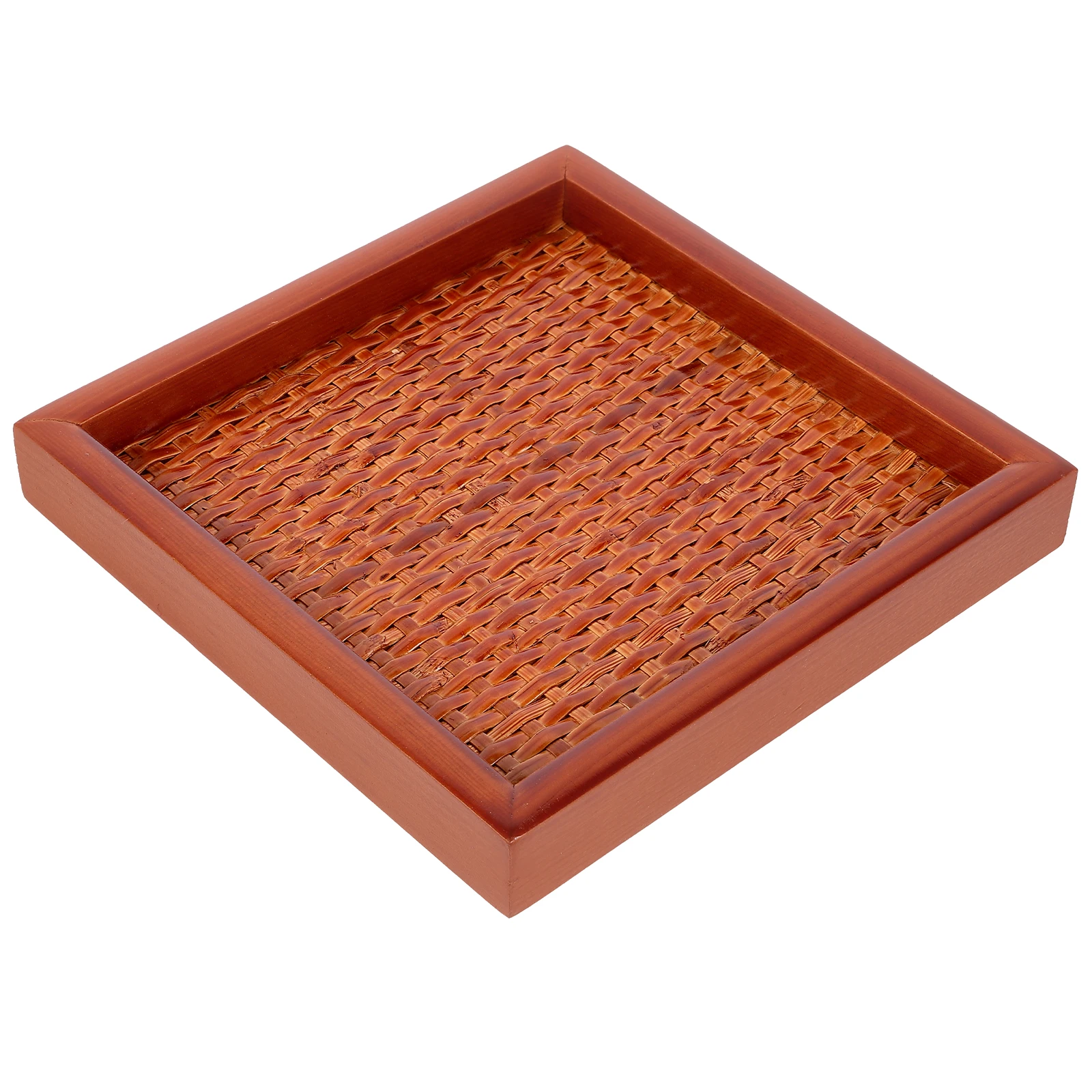 

Bamboo Tray 15x15x2cm Woven Plate Snack Fruit Storage Tray Dried Food Bread Basket Rustic Kitchen Picnic Serving