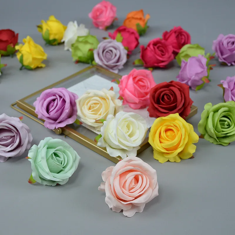 

Artificial Silk Fabric Rose Flower Bud Heads, Wedding Wall Bouquet, Party Home Decoration, DIY Hat Accessories, 12 Colors, 6cm,