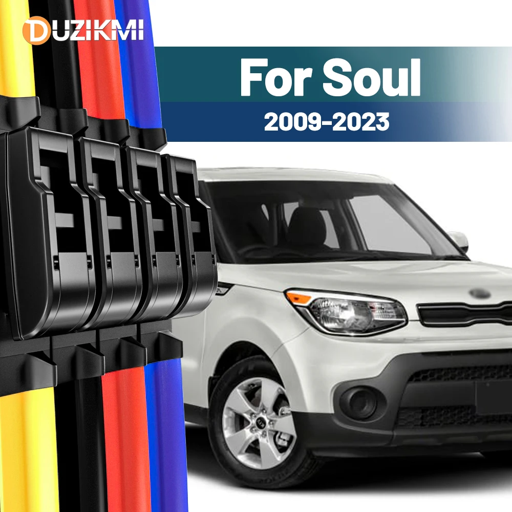 Für Kia Soul 2009–2023 2013 2014 2015 2016 2017 2018 2019 2020 2021 2022 2 Stück Frontscheibe Scheibenwischerblätter Rot Blau