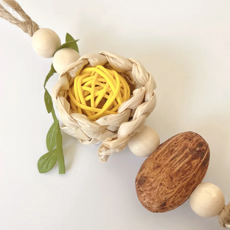 Bird Toys Natural Rattan Ball Pine Ball Parrots Chew Toys Relieve Boredom Hand Woven Birdcage Hanging String Bird Accessories