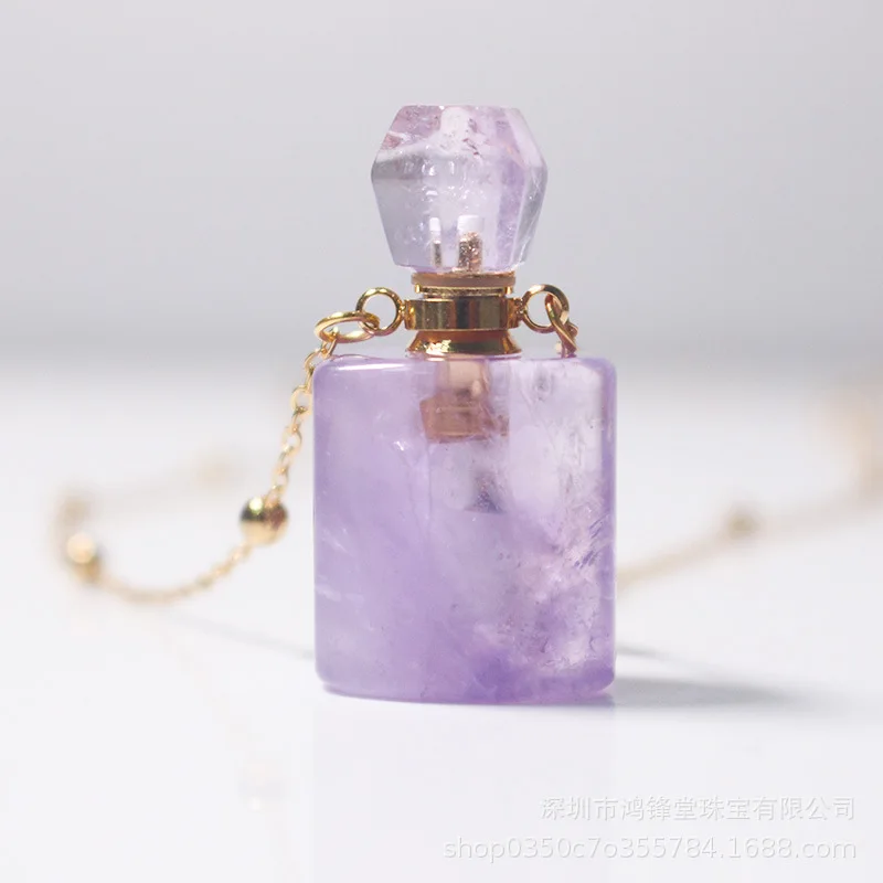 Lucky Bracelet Hand String Hongfengtang Amethyst Perfume Essential Oil Cinnabar Bottle 18k Gold Necklace Women's Crystal Pendant