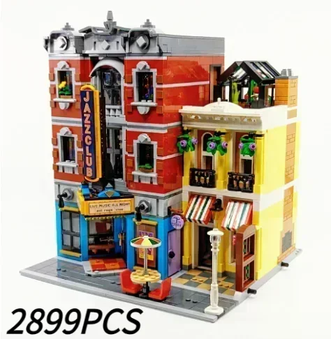 New Creating Jazz Club Expert  Shop Model Modular House Building Blocks Compatible 10312 Street View Toys For Kids Adults