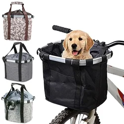 Mountain Bike Front Basket Bicycle Pet Carrying Bag Foldable and Detachable Bicycle Basket Portable Bicycle Basket 5KG Load