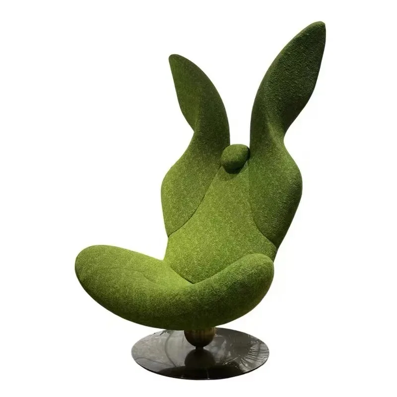 Green rabbit armchair, popular living room rotating lounge chair, single sofa chair