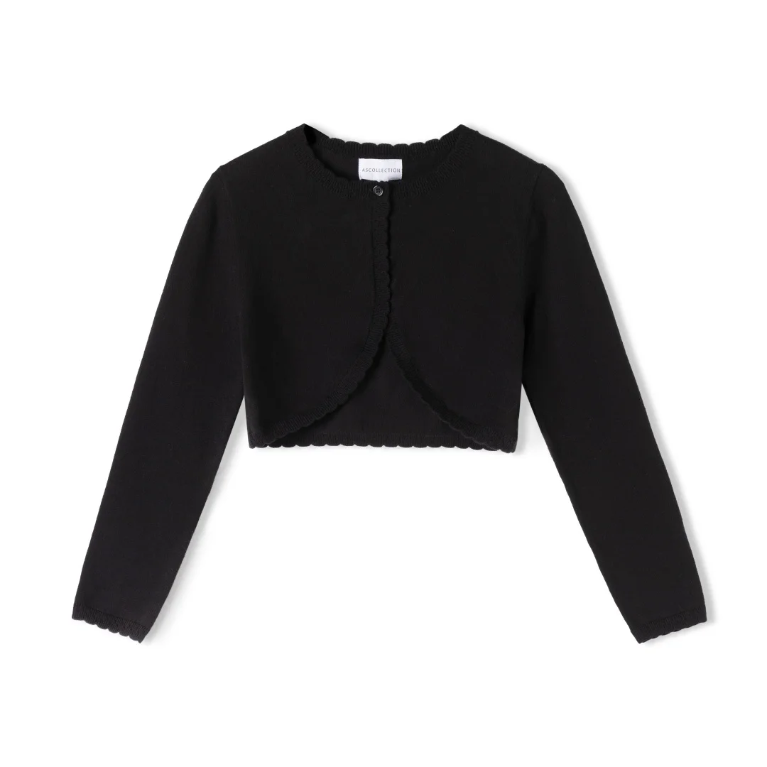 Hohe Qualität Mädchen Schwarz Strickjacke Rundhals Stricken Boutique Kinder Mädchen Strickjacken Einfarbig Stricken Kinder Pullover Kleidung