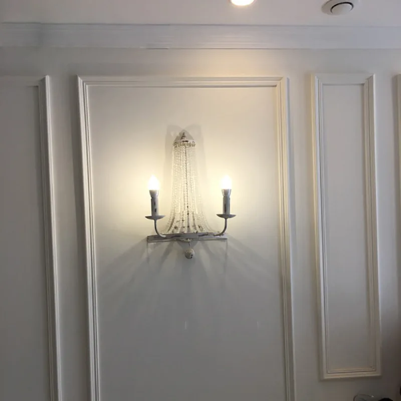 

American Retro Vintage French Countryside Wall Lamp Crystal Lamp Living Dining Corridor Staircase Lighting