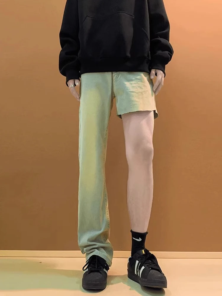 

Slim Fit High Waist Straight Leg Jeans Arc Knife Waed Denim Pants Lengthening Legs Effect American Retro Sle Youth Faion