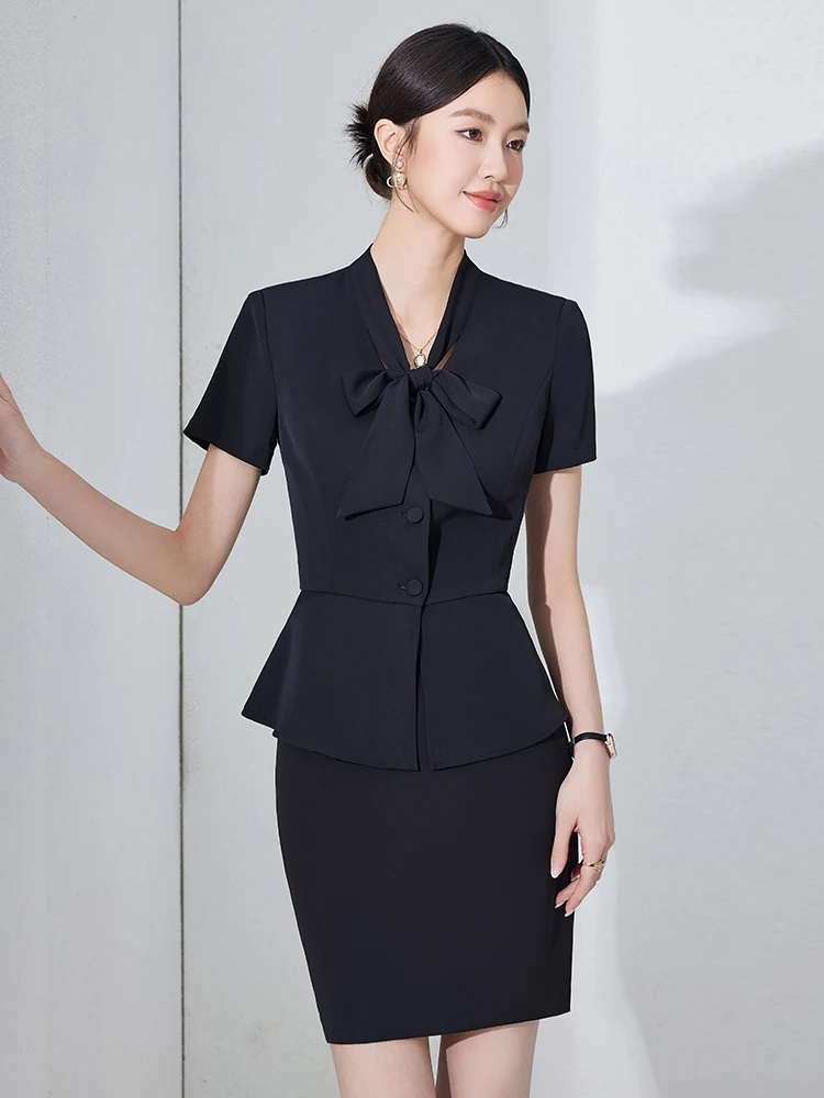 Deep Blue Suit Set Women's Summer Thin Professional Work Uniform Jewelry Store Beauty Salon Career Skirt Suit Commute Style S...