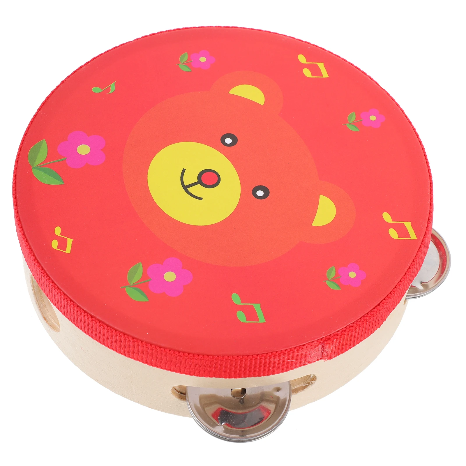 Wooden Children Bells 15cm Handheld Tambourine Drum Kids Musical Instruments Baby Percussion Toys Hand Drum