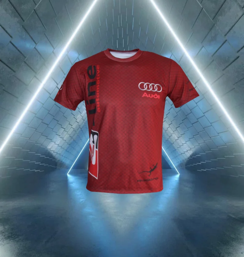 2025 Summer Audi Letter Printed Men's Racing Motorcycle Quick Drying Outdoor Sports Comfortable Adult Children Short Sleeves