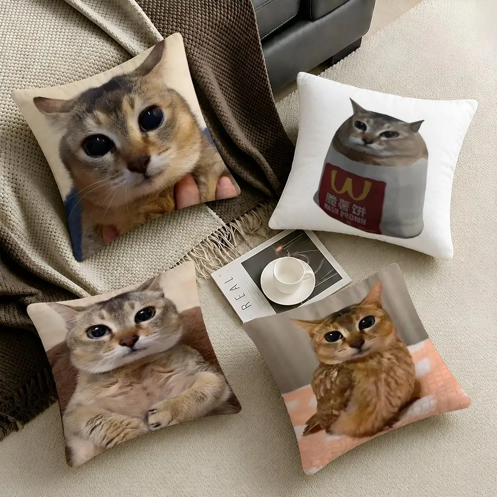 MeMe Meimei Save Kitty Cute Cushion Cover  Throw Pillow Soft Short Plush Cozy Durable Colorfast For Sofa Bedroom Home Decor Gift