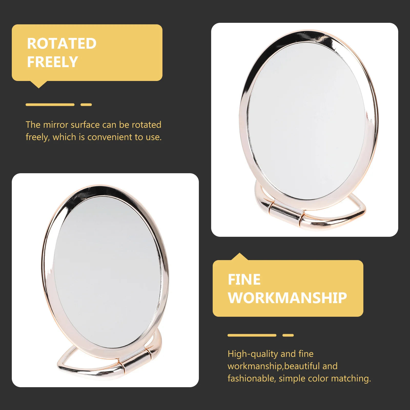 1 pçs espelho de maquiagem dobrável dupla face espelho de mesa base estável moda ferramenta de maquiagem para presente de vestir diário