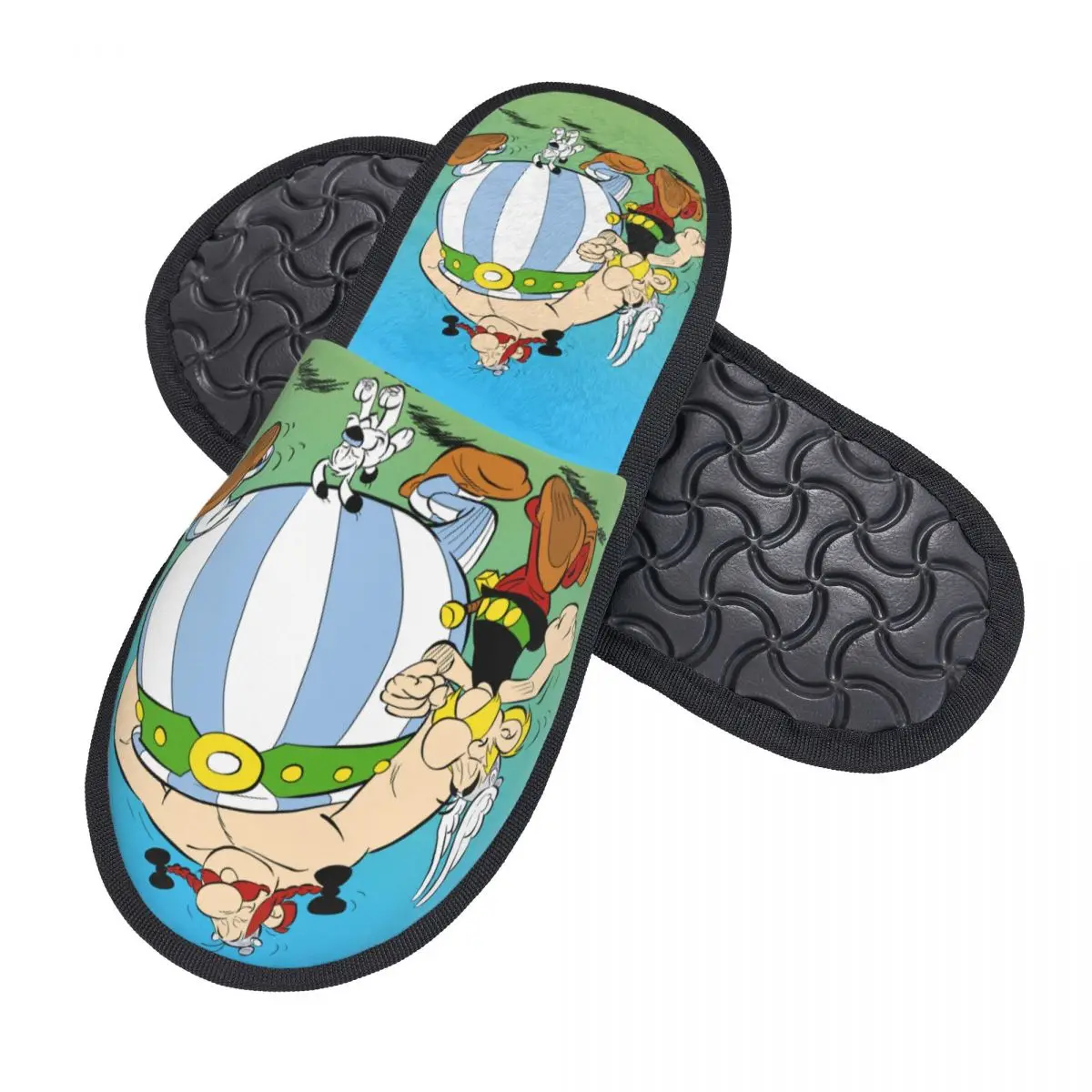 Custom Asterix And Obelix Memory Foam Slippers Women Comfy Warm Adventure Manga Getafix Dogmatix House Slippers