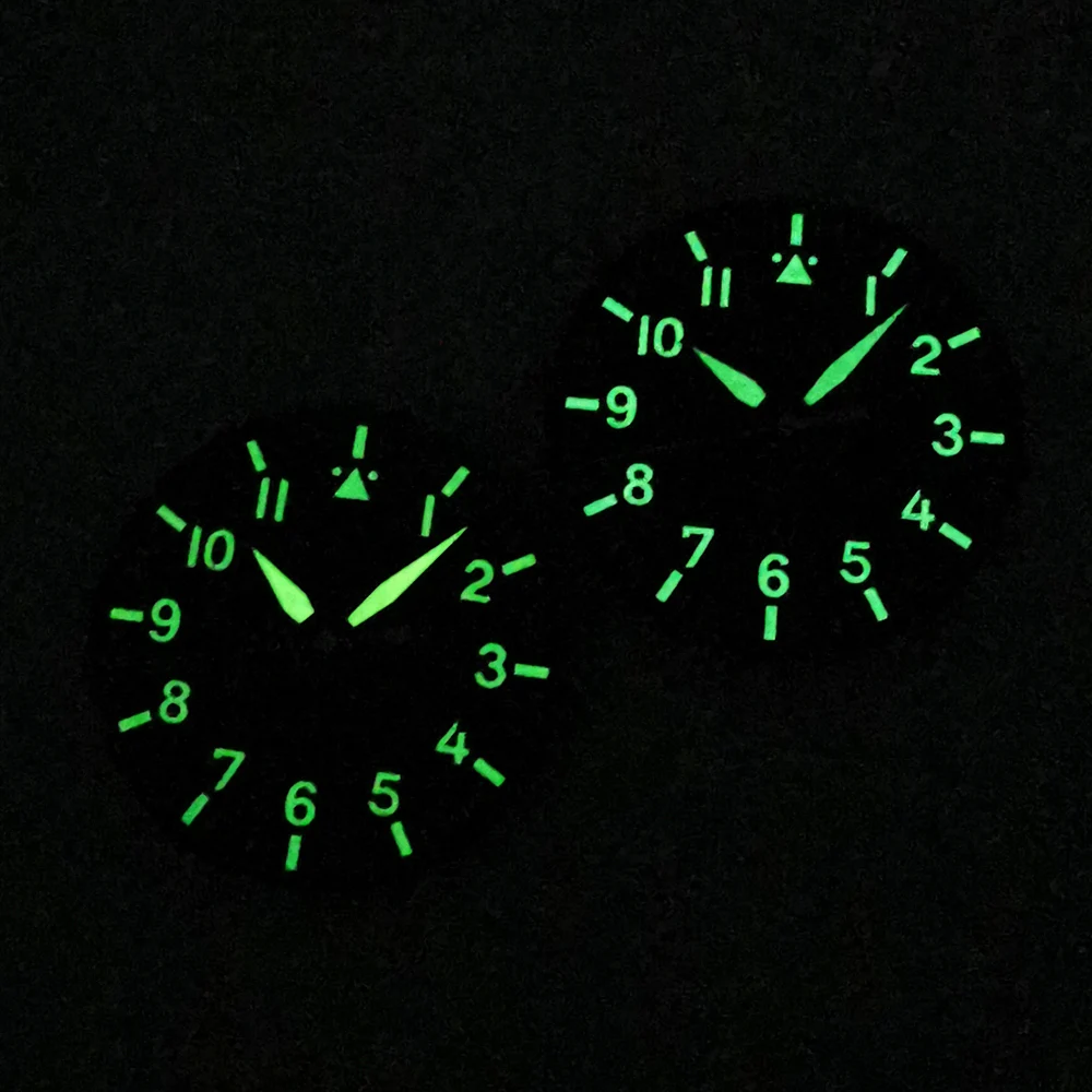 35.5mm green white luminous sterile watch dial hands fit NH35 Miyota8215 movement