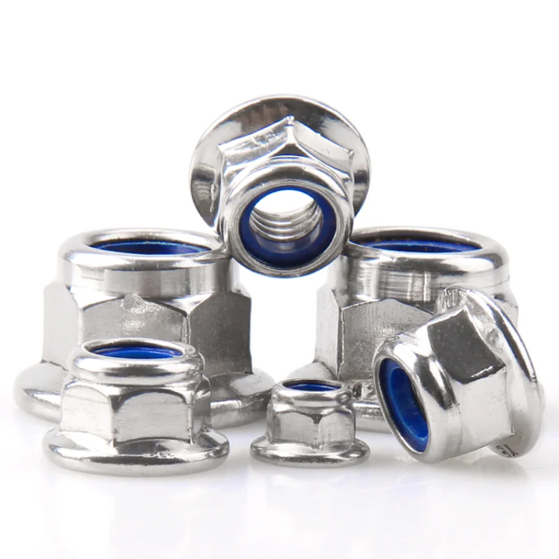 M3 M4 M5 M6 M8 M10 M12 304 Stainless Steel Hex Flange Nylon Insert Lock Nut Self-locking Nylock Locknut