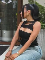 Women's Sleeveless Round Neck Vest Summer Solid Color Hollow Slim Vest Top Fashion Sexy Streetwear Women's Slim Vest Top - Image 5