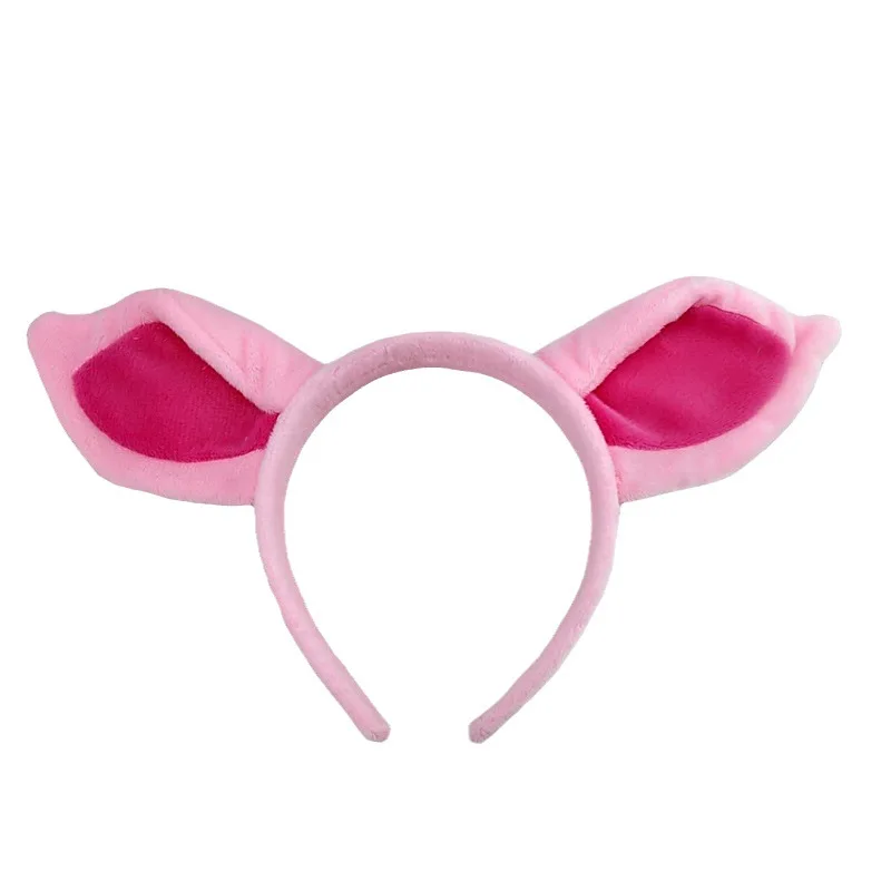 Cute Cartoon Plush Pig Hair Band Creative Pink Pig Ears Headband Halloween Cosplay Role-playing Toys Accessories Set