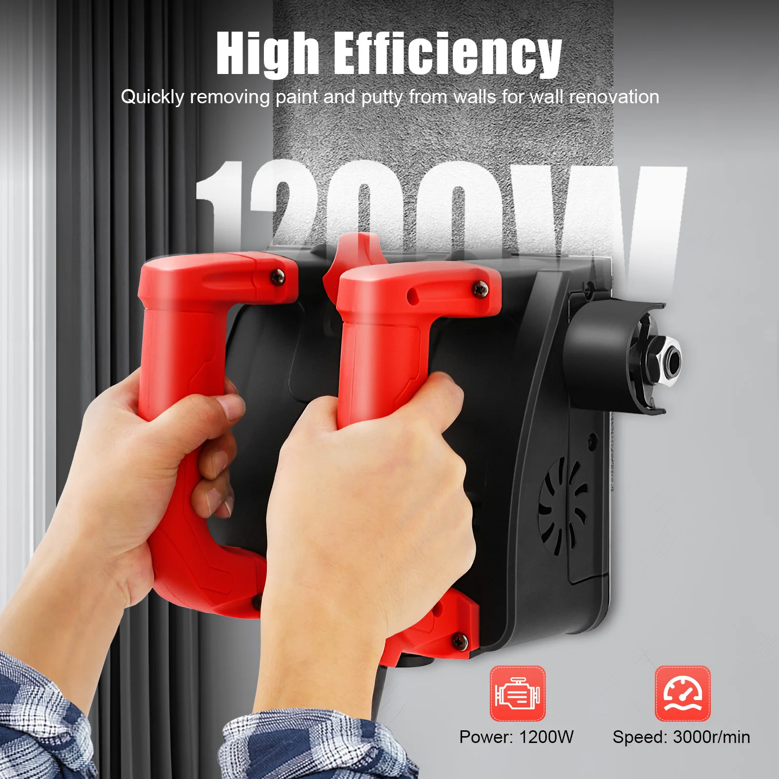Elektrischer Wandhobel, Zementmesser, 1200 W, 220 V/50 Hz, Elektrowerkzeuge, elektrischer Hobel, hocheffizient, tiefe einstellbar – Detail 3