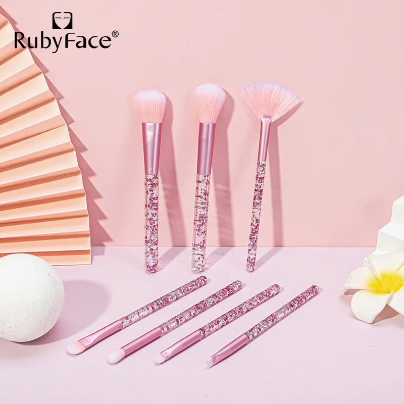 7 Pcs Glitter Diamond Crystal Handle Makeup Brushes Set Powder Foundation Eyebrow Face Make Up Brush Cosmetic Foundation Brush