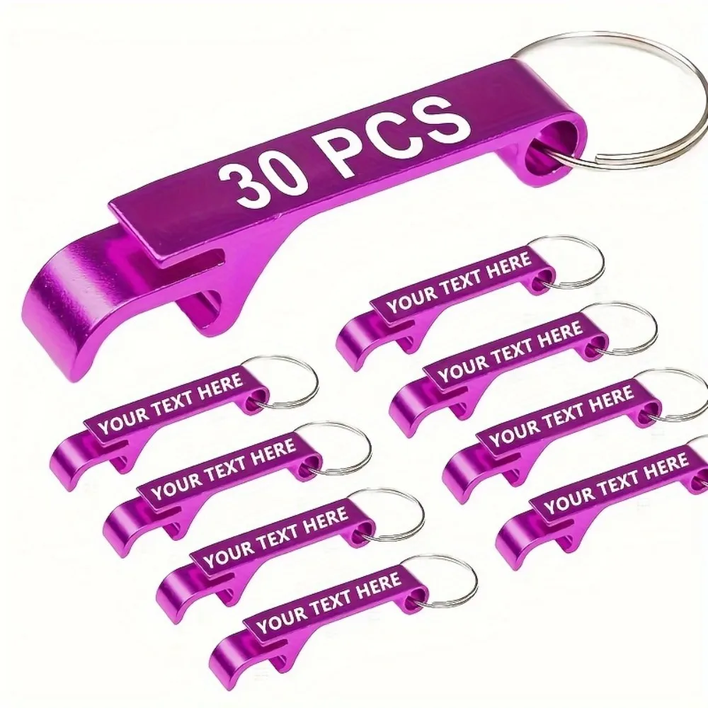 30 gepersonaliseerde aluminium sleutelhanger-flesopener - perfect voor huwelijksgeschenken, jeugdfeesten en relatiegeschenken