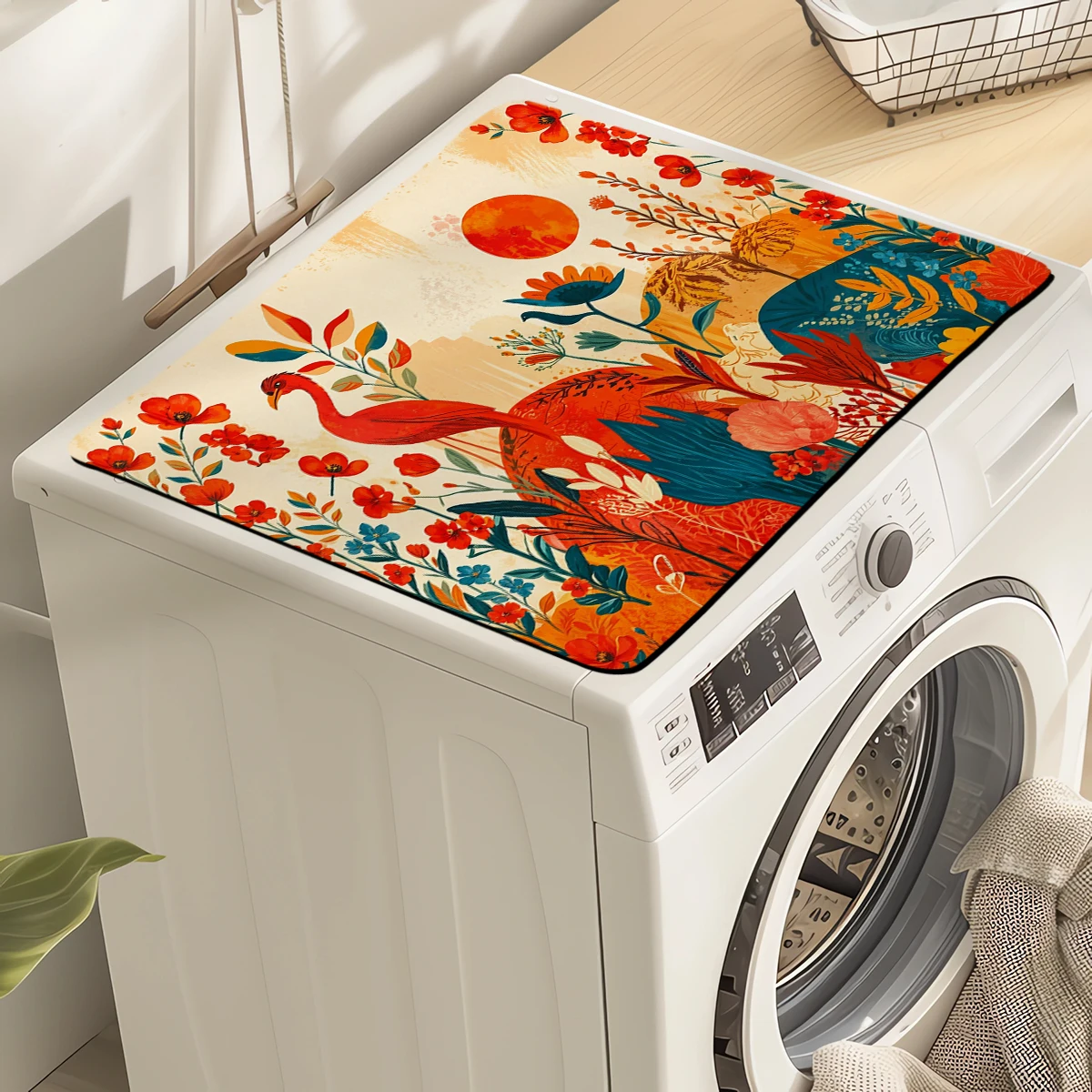 Bohemian Floral Pattern Polyester Absorbent Mat - Stylish Decorative Mat for Home, Kitchen and Living Room Use