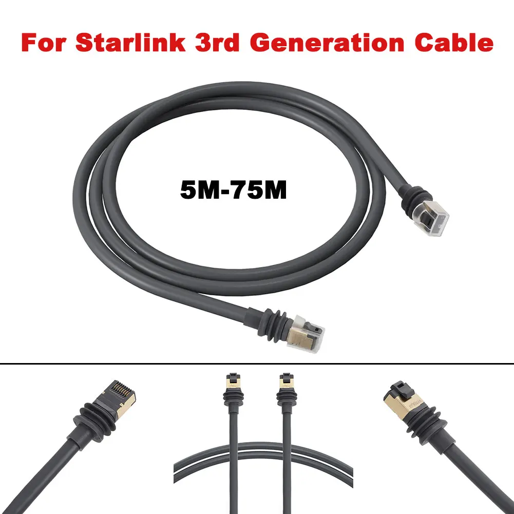 

For Starlink 3rd Generation SPX Plug to RJ45 Adapters Cable Gray Waterproof 5M-75M Connectors Dishy Router Dish Accessories