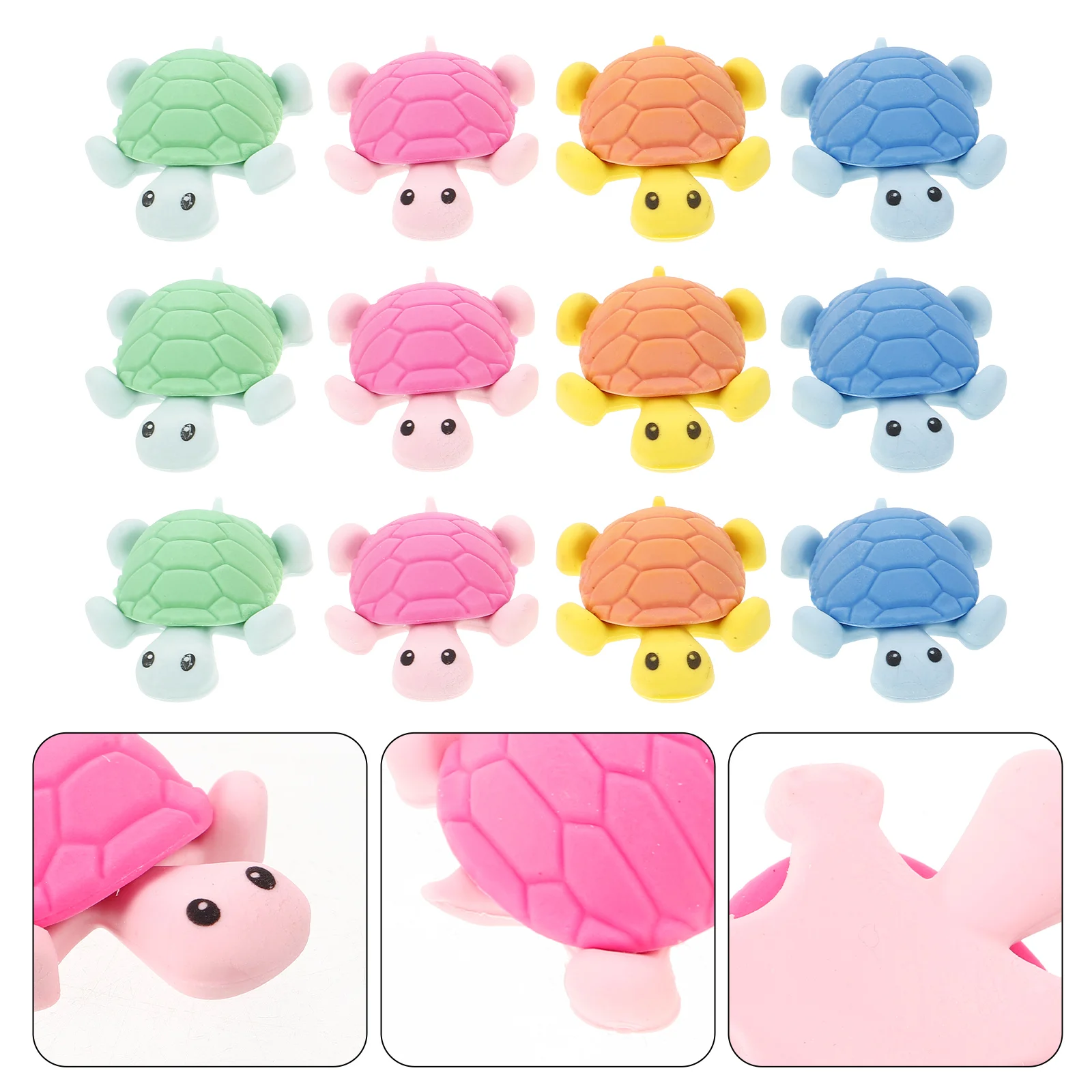 

24 Pcs Turtle Eraser Gifts for Stocking Stuffers Lovely Stationery School Tortoise Cartoon Erasing Pupils Students