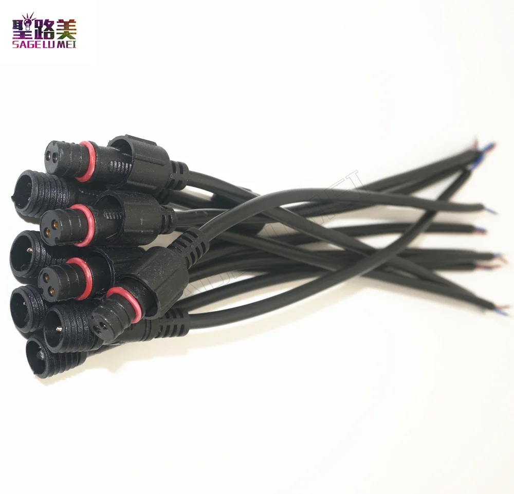 5/10 pairs Male to Female 2pin 3pin 4pin 5pin led Connector Waterproof IP68 BLACK Cable 20CM Pigtail for LED Strips Light Tape