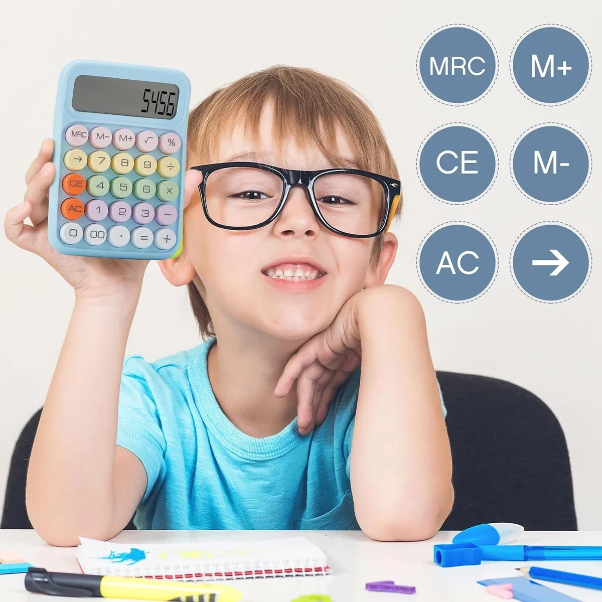 1 st Snoep Kleur Rekenmachine met Groot LCD-scherm Knop Rekenmachine Kantoor School Student Flexibele Toetsenbord Rekenmachine Briefpapier