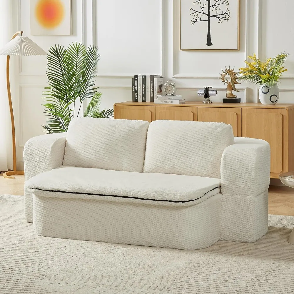 Convertible Sofa Bed with Cushioned Seat, Plush Folding Sleeper Couch, Thick Backrest, Versatile 74.8-Inch Furniture for Comfort