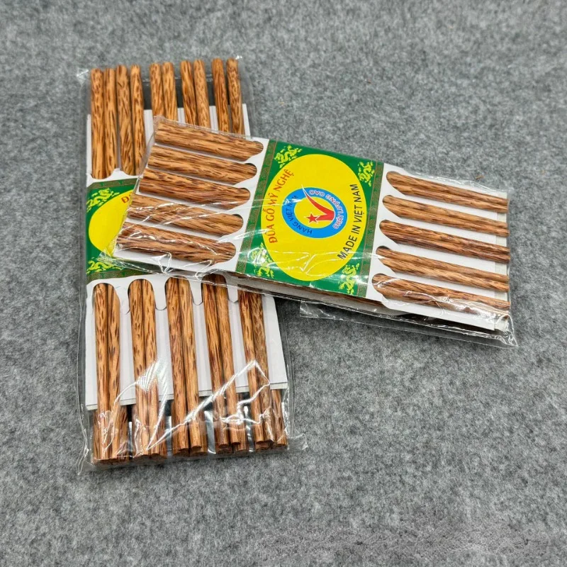 

10 Pairs of Coconut Wood Home Chopsticks Natural Pattern A Large Number of Dinner Parties Feel Comfortable 19/25cm Length
