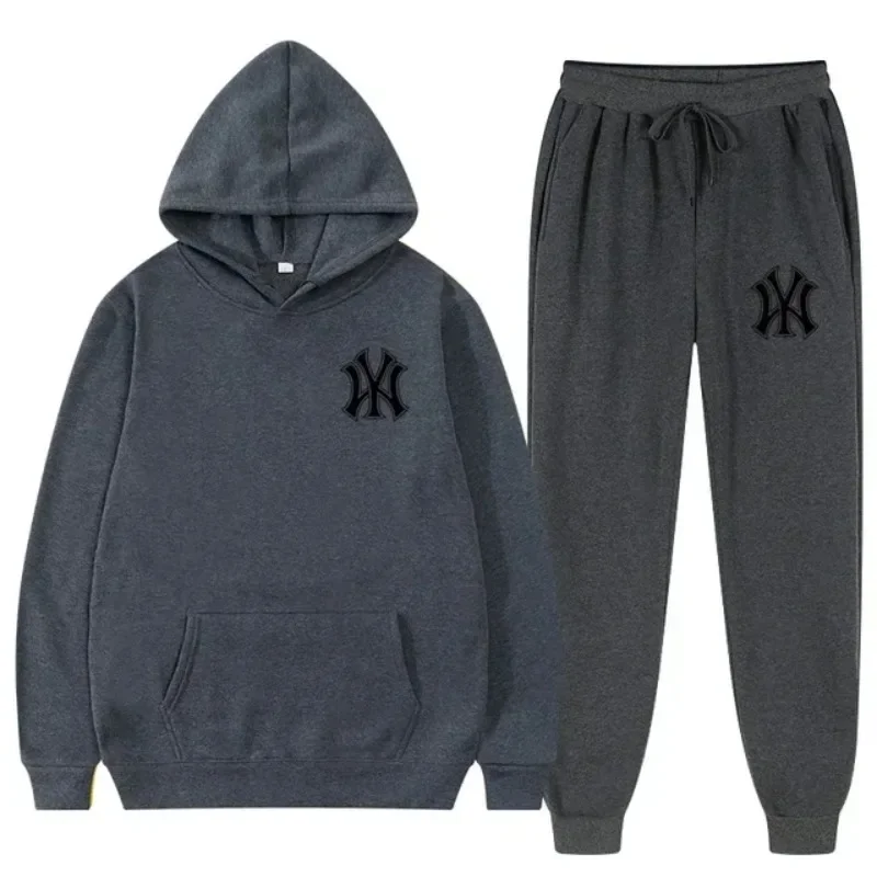 2026Men's running and fitness fashion casual sportswear set for autumn and winter hooded sweatshirt  jogging pants two-piece set