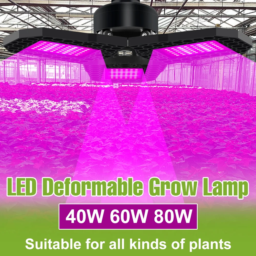 

80W LED Indoor Grow Light Full Spectrum E27 Plants Cultivation Lamp Indoor Greenhouse Tent Flower Seeds Fruit Vegs Fill Lighting