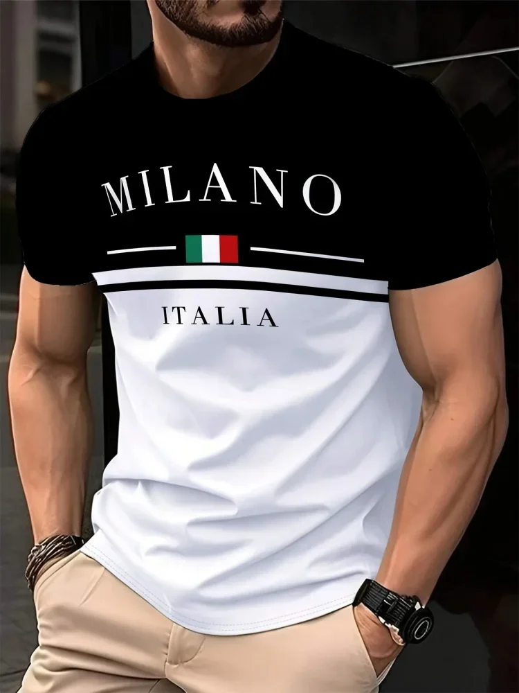 Fashion Print Men's T-Shirt Summer Casual Short Sleeve Athletic Top Moisture Wicking Breathable Gym Fitness Sports Shirt
