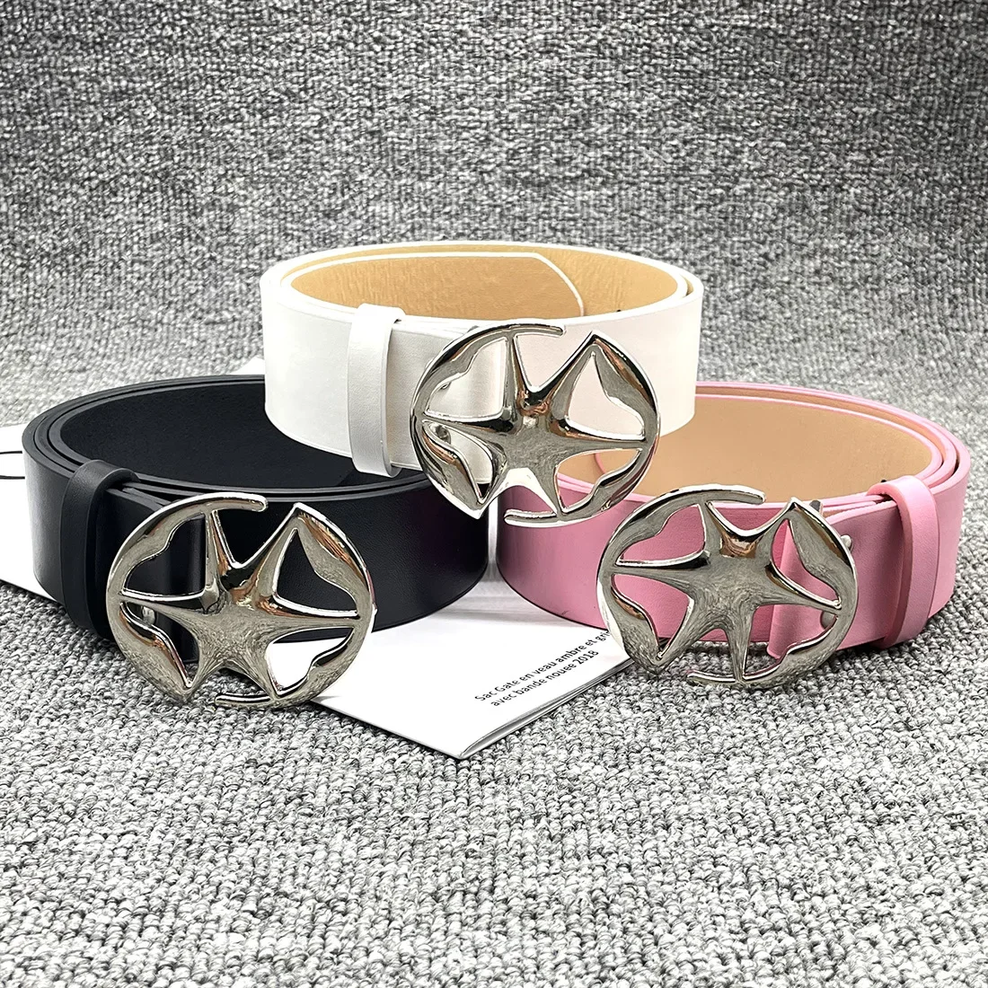 Punk Y2k Belt Pu Leather Moon Star Buckle Belt Design Cross Metal Vintage Gothic Men Women Waistband Jeans Pants Decorative Belt