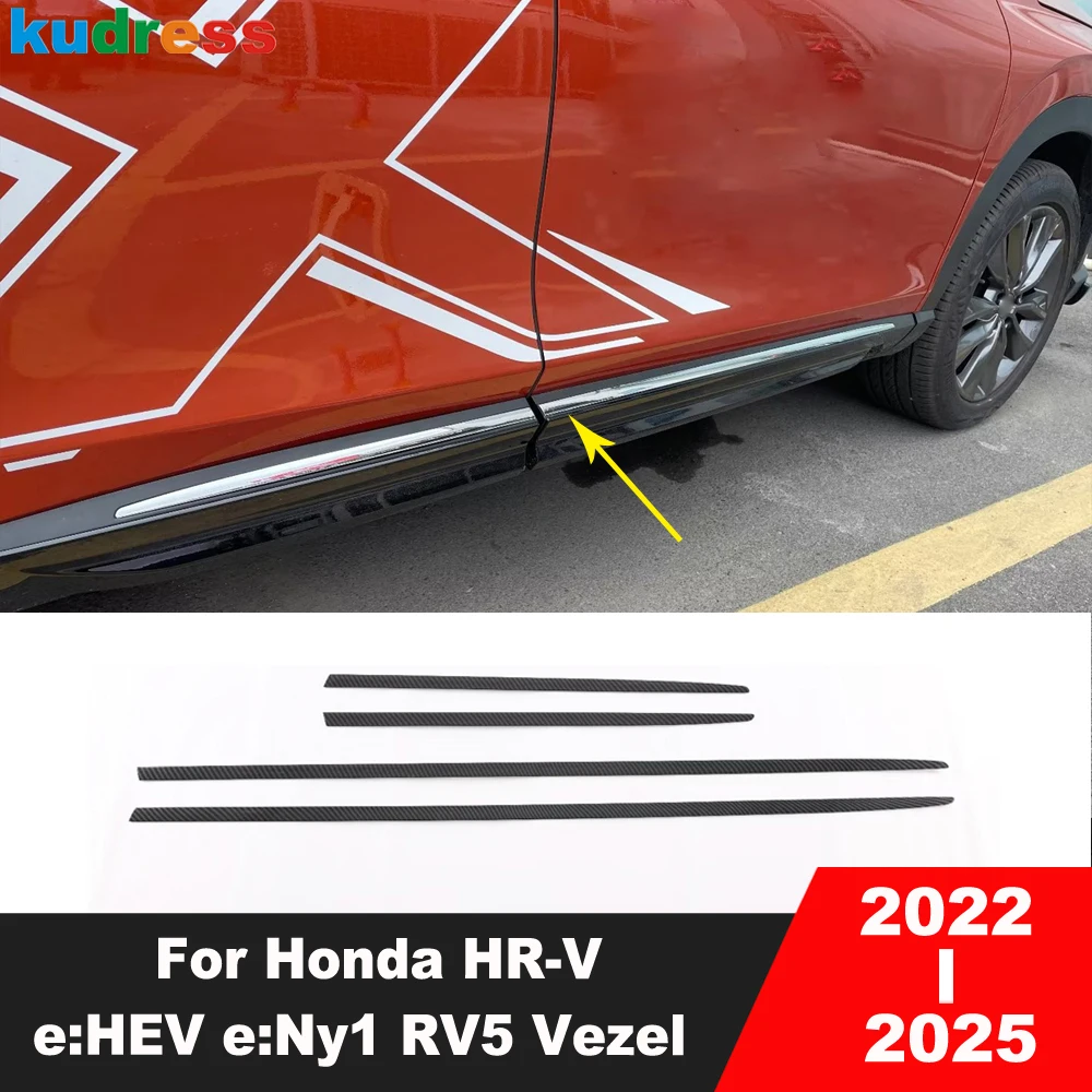 

Для Honda HR-V e:HEV e:Ny1 RV5 Vezel 2022 2023 2024 2025 Карбоновая обшивка боковой двери автомобиля, накладка на дверную панель, полоса, аксессуары