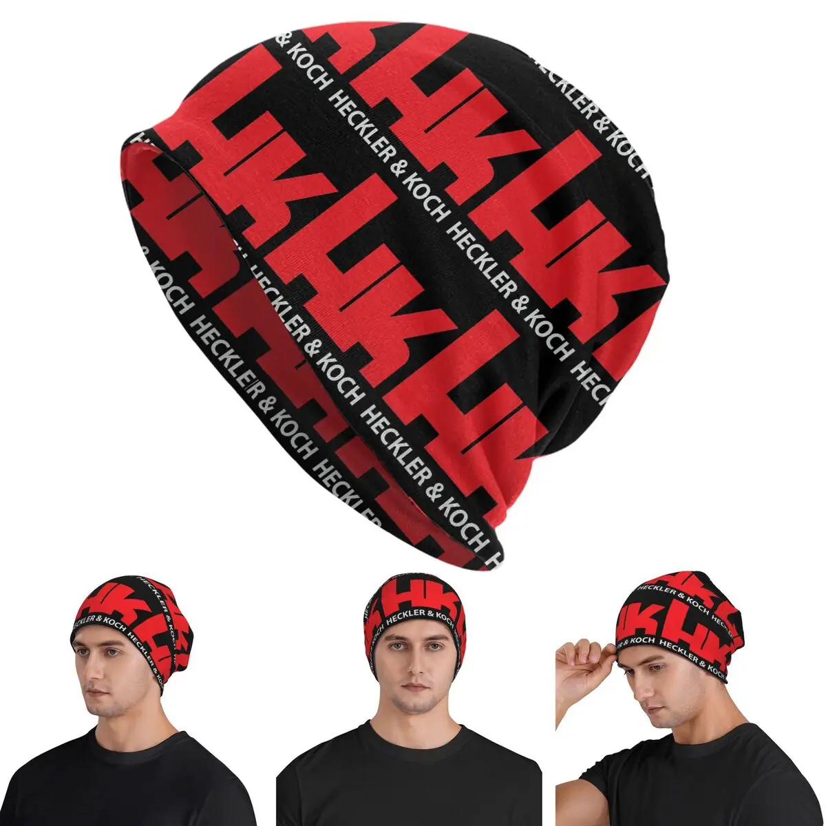 HK Firearms Heckler And Koch Logo Warm Knitted Cap Hip Hop Bonnet Hat Autumn Winter Outdoor Beanies Hats for Unisex Adult