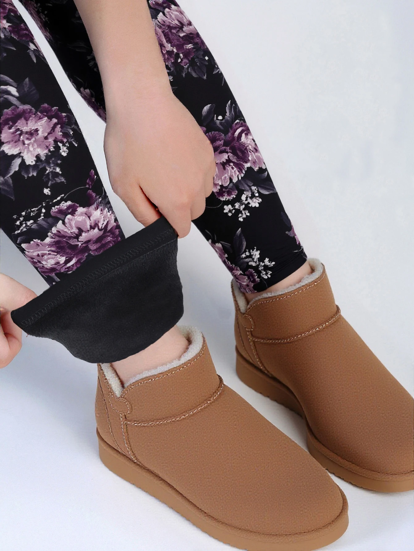 가을 겨울 1PACK 여성 보라색 벚꽃 두꺼운 벨벳 섹시한 꽉 레깅스 캐주얼 스포츠 우아한 피트니스 요가 바지