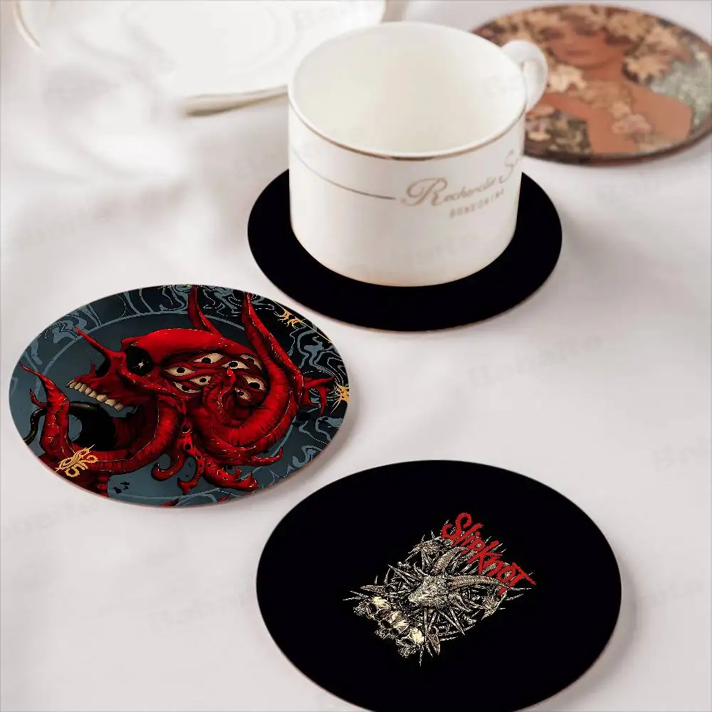 heavy metal band S-slipknotS popular Wooden Coaster Coffee Teacup Decoration Beverage Shop Family Restaurant Cafe Decoration