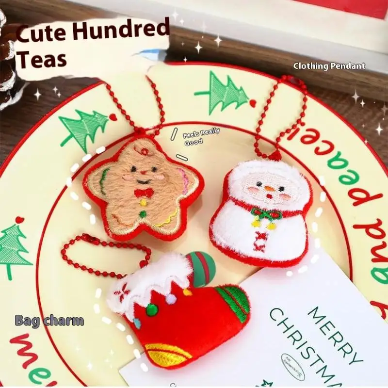 1pc Kawaii pupazzo di neve Babbo Natale bambola di pezza giocattoli zaino ciondolo ornamento accessori regali cartone animato portachiavi di peluche di Natale