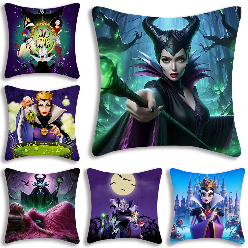 Princess Villains Queen Disneys Pillow Covers Cartoon Sofa Decorative Home Double-sided Printing Short Plush Cute Cushion Cover