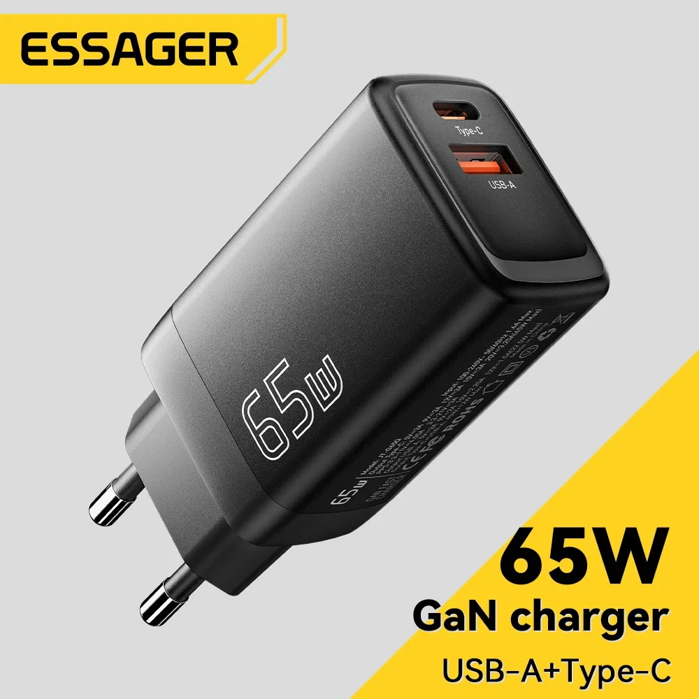 

Зарядное устройство Essager с USB-портом, 65 Вт, qc 4,0, PD3.0